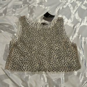New never worn JLUXLABEL sheer bedazzled crop top. Sleeveless.